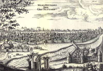 Wielki Nowogród Ilustracja z Podróży do Wielkiego Księcia Moskwy i Króla Persji autorstwa Adama Oleariusa, 1656 autorstwa Unbekannt