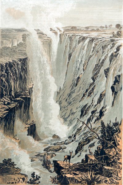 Wodospady Wiktorii, Afryka, oglądane od wschodu, 1866 autorstwa Unbekannt