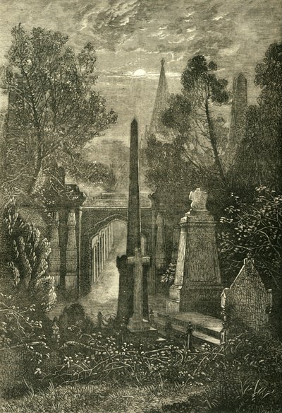Widok na cmentarzu Highgate, ok. 1876 r. autorstwa Unbekannt