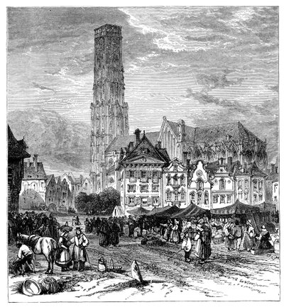 Widok w Mechelen, Belgia, 1900 autorstwa Unbekannt