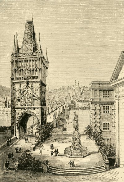 Widok w Pradze - Wieża Mostu, 1890 r. autorstwa Unbekannt