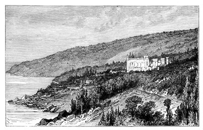 Widok na Krymie: Pałac Woronzów, Ałupka, Ukraina, ok. 1888 r. autorstwa Unbekannt