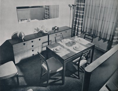 Widok w salonie-jadalni zaprojektowany przez Gilberta Rohde, 1936 autorstwa Unbekannt