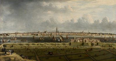 Widok Antwerpii z głowy flamandzkiej, 1658. autorstwa Unbekannt