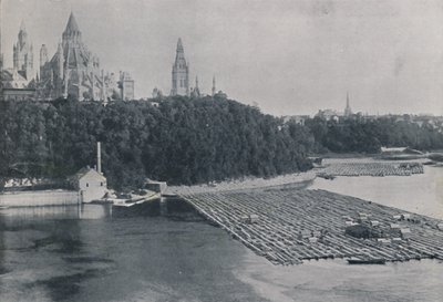 Widok na Ottawę, z tratwami z bali, 1924 autorstwa Unbekannt