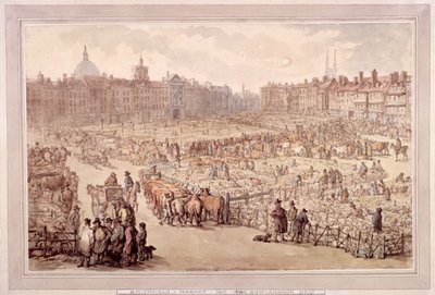 Widok na rynek Smithfield, Londyn, 1810 autorstwa Unbekannt