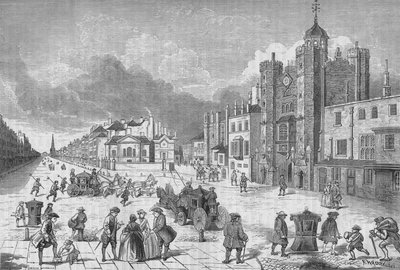 Widok Pałacu św. Jakuba, Westminster, Londyn, w czasach królowej Anny, ok. 1710 1878 r. autorstwa Unbekannt