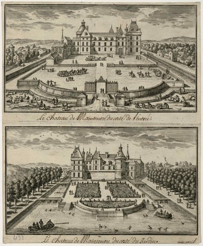 Widok na Château de Maintenon od wejścia iz ogrodu, XVII wiek. autorstwa Unbekannt