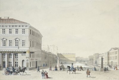 Widok na nabrzeże Moika z mostu policyjnego, 1839 autorstwa Unbekannt