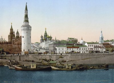 Widok na zbocze św. Bazylego od strony rzeki Moskwy, Moskwa, Rosja, c1890-c1905 autorstwa Unbekannt