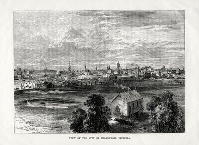 Widok na miasto Melbourne, Wiktoria, Australia, 1877 autorstwa Unbekannt