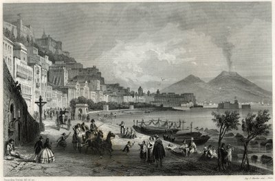 Widok na port i miasto Neapol w XIX wieku w książce Louisa Enaulta (1824-1900), francuskiego dziennikarza i podróżnika o Morzu Śródziemnym. autorstwa Unbekannt