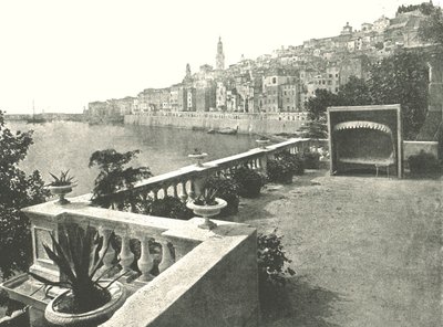 Widok miasta od strony zatoki, Menton, Francja, 1895. autorstwa Unbekannt