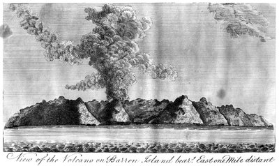 Widok na wulkan na Wyspie Jałowej, Wyspy Andamańskie, 1799 autorstwa Unbekannt