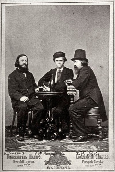 Skrzypek Johann Pickel z kompozytorami Eduardem Nápravníkiem i Anatolijem Lyadowem, XIX w. autorstwa Unbekannt