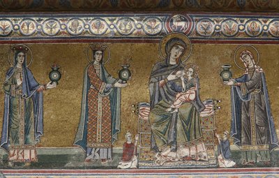 Mozaika Matki Boskiej z Dzieciątkiem w kościele Santa Maria in Trastevere, Rzym, Italie autorstwa Unbekannt