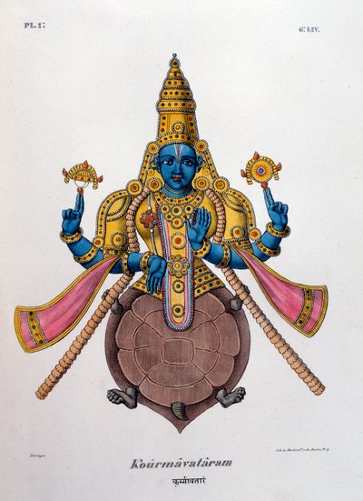 Wisznu, jeden z bogów hinduskiej trójcy trimurti, 1828 autorstwa Unbekannt