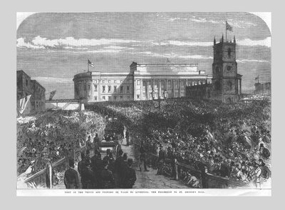 Wizyta księcia i księżnej Walii w Liverpoolu. Procesja do St. Georges Hall, 1865 autorstwa Unbekannt