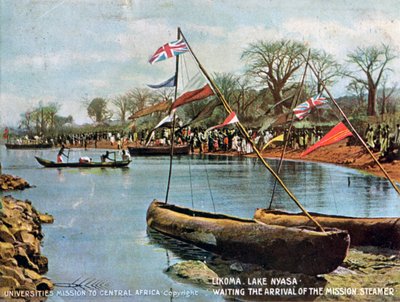 Oczekiwanie na przybycie parowca misyjnego, Likoma, jezioro Nyasa, Afryka, 1904 autorstwa Unbekannt
