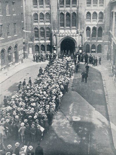 Czekam na wejście do Guildhall na pierwsze wielkie spotkanie pana Asquithsa w sprawie wezwania do broni, 1914 autorstwa Unbekannt