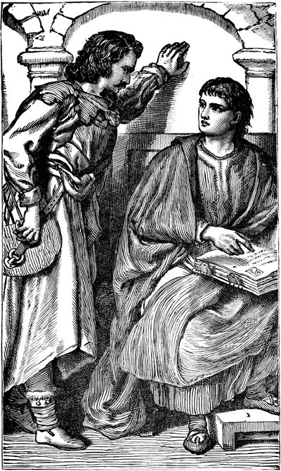 Waldensy misjonarz trubadur pokazujący swoją Biblię w językach narodowych, c1170 autorstwa Unbekannt