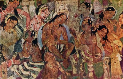 Malowidło ścienne z jaskiń Ajanta Raja Mahajanaka, c480 autorstwa Unbekannt