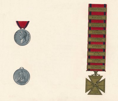 Medal Waterloo & Military General Service 1793-1814, c. XIX w. autorstwa Unbekannt