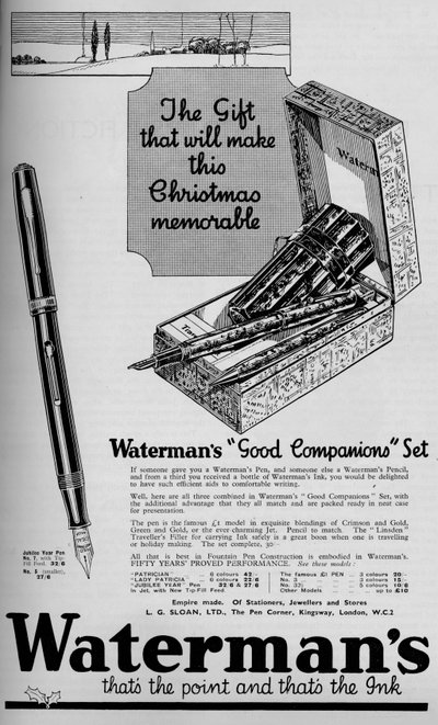 Zestaw Dobrych Towarzyszy Watermans, 1934, 1934 autorstwa Unbekannt