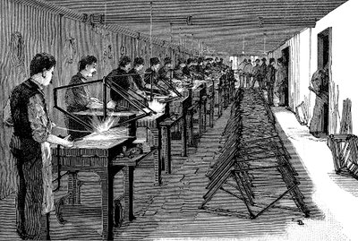 Spawanie ram rowerowych w amerykańskiej fabryce, 1900 autorstwa Unbekannt
