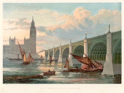 Westminster Bridge, Londyn, patrząc z południowego brzegu Tamizy, 1858 autorstwa Unbekannt