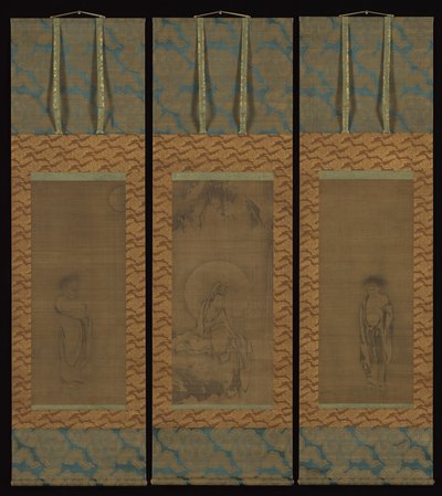 Guanyin w białej szacie z Hanshanem i Shidem, XIV wiek. autorstwa Unbekannt