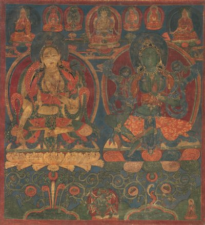Biała Tara i Zielona Tara, 1450-1500. autorstwa Unbekannt