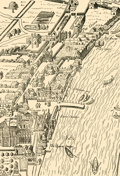 Whitehall i Westminster. Z mapy Aggas, 1881. autorstwa Unbekannt