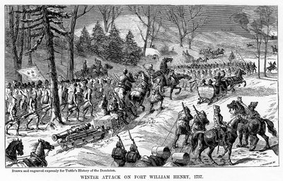 Zimowy atak na Fort William Henry, stan Nowy Jork, 1757, c1877 autorstwa Unbekannt