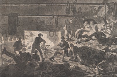 Kwatery zimowe w obozie - Wnętrze chaty Tygodnik Harfiarza, tom. VII, 24 stycznia 1863 r. autorstwa Unbekannt