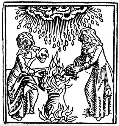Czarownice rzucające zaklęcie sprowadzające deszcz, 1489 autorstwa Unbekannt