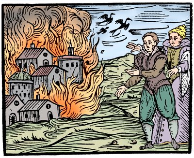 Czarownice niszczące dom przez pożar - Szwabia, 1533 autorstwa Unbekannt
