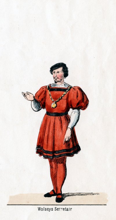 sekretarz Wolseys, projekt kostiumów do sztuki Szekspira, Henryk VIII, XIX w. autorstwa Unbekannt