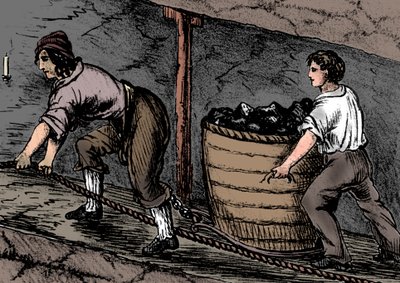 Kobieta i chłopiec pracujący w kopalni węgla, Bolton, Lancashire, 1848 autorstwa Unbekannt