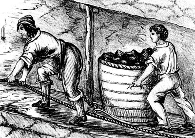 Kobieta i chłopiec pracujący w kopalni węgla, Bolton, Lancashire, 1848 autorstwa Unbekannt