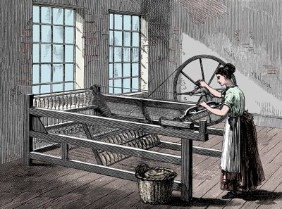 Kobieta używająca Spinning Jenny, ok. 1880 r. autorstwa Unbekannt