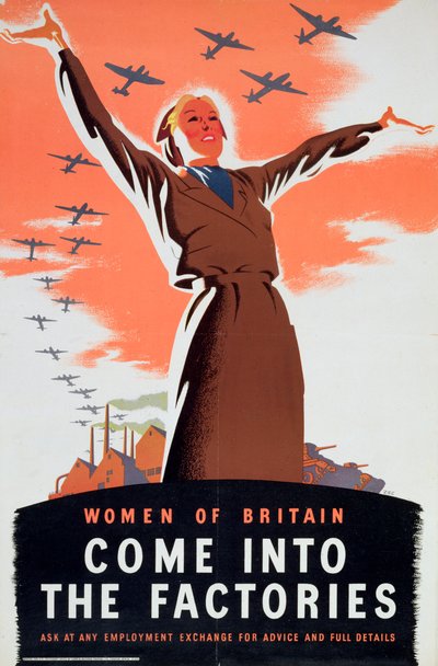 „Kobiety Wielkiej Brytanii wchodzą do fabryk”, ok. 1940 r. autorstwa Unbekannt