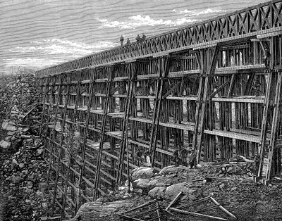 Drewniany estakada na Union Pacific Railroad, Dale Creek, Wyoming, USA, 1869 autorstwa Unbekannt