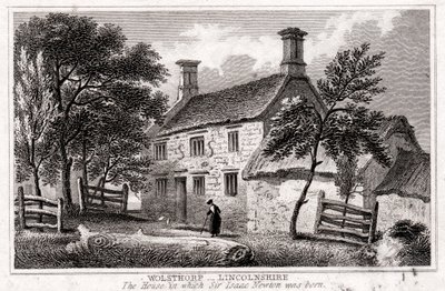 Woolsthorpe Manor, niedaleko Grantham, Lincolnshire, miejsce urodzenia Sir Isaaca Newtona, początek XIX wieku autorstwa Unbekannt