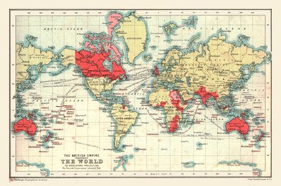 Mapa świata przedstawiająca Imperium Brytyjskie, 1902. autorstwa Unbekannt