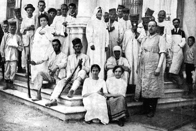 Ranni żołnierze pod opieką Serbskiego Czerwonego Krzyża, I wojna światowa, 1914 r. autorstwa Unbekannt