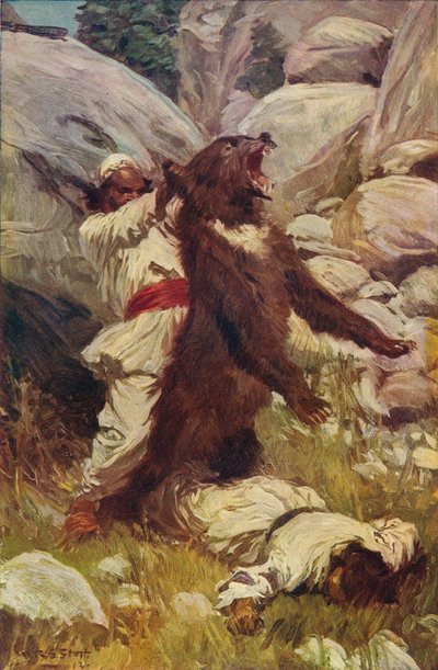 Zapasy z niedźwiedziem, c1912 autorstwa Unbekannt