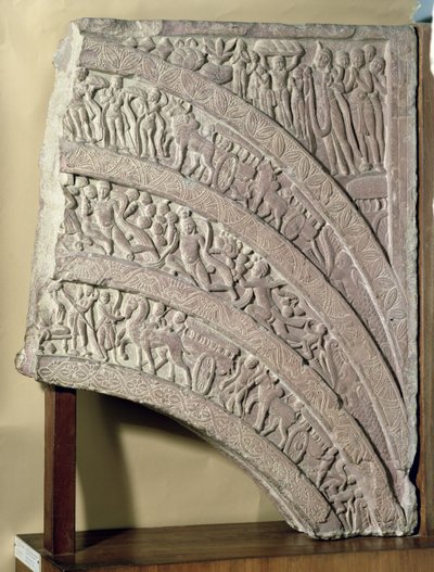 Architraw z bramy, czerwony piaskowiec, Mathura, UP, II wne autorstwa Unbekannt Unbekannt