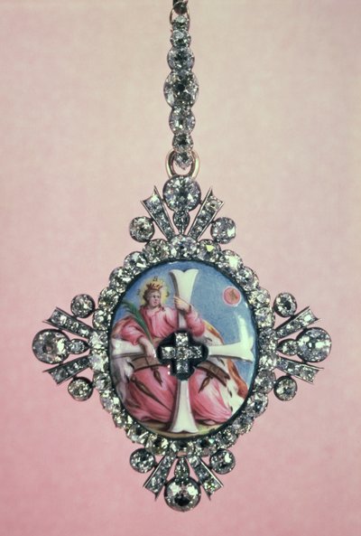 Odznaka Orderu Świętej Katarzyny, srebrna wysadzana brylantami i miniatura emaliowana, 1770-80 autorstwa Unbekannt Unbekannt