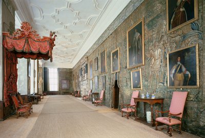 Hardwick Hall (1590-97), Wnętrze Long Gallery, Derbyshire, Wielka Brytania autorstwa Unbekannt Unbekannt
